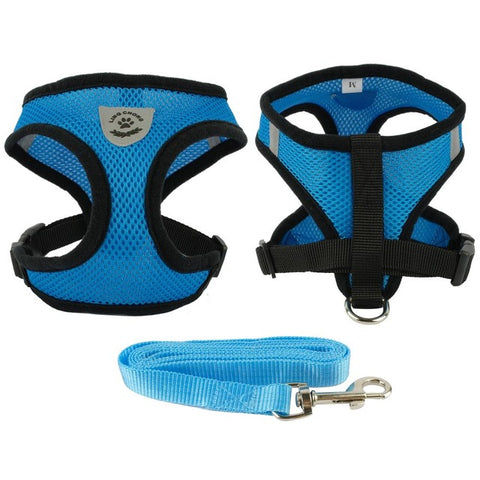New Soft Breathable Air Nylon Mesh Puppy Dog Pet Cat Harness and Leash Set