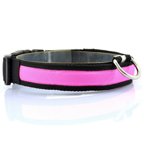 Nylon LED Pet Dog Collar Night Safety Anti-lost Flashing Glow Collars Dog Supplies 7 colors S M L XL Size for pet dogs