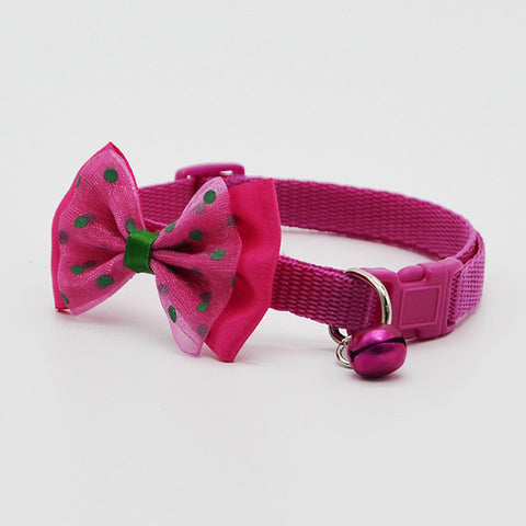 Cute Pets Adjustable Polyester Dog Collars Puppy Pet Collars with Bowknot and Bells Necklace Collar For Dogs Cat collars perro