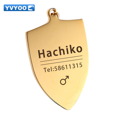 YVYOO Dog collar Stainless steel dog cat tag Free engraving Pet collar accessories ID tag name telephone Pet Supplies AA