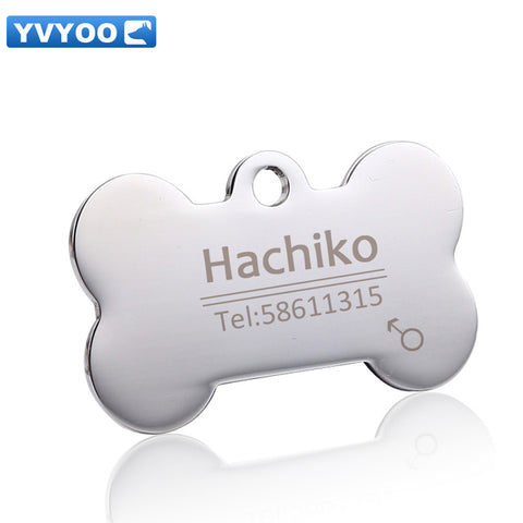 YVYOO Dog collar Stainless steel dog cat tag Free engraving Pet collar accessories ID tag name telephone Pet Supplies AA