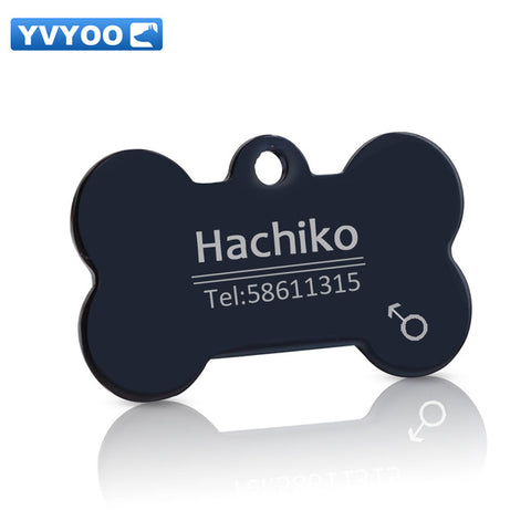 YVYOO Dog collar Stainless steel dog cat tag Free engraving Pet collar accessories ID tag name telephone Pet Supplies AA