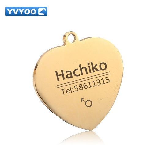 YVYOO Dog collar Stainless steel dog cat tag Free engraving Pet collar accessories ID tag name telephone Pet Supplies AA