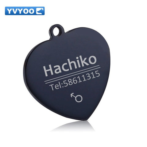 YVYOO Dog collar Stainless steel dog cat tag Free engraving Pet collar accessories ID tag name telephone Pet Supplies AA