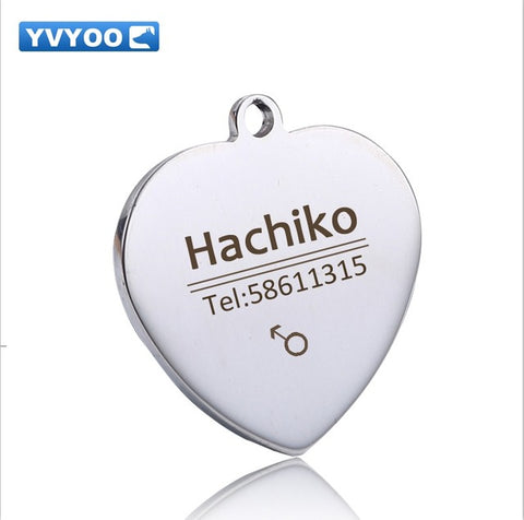YVYOO Dog collar Stainless steel dog cat tag Free engraving Pet collar accessories ID tag name telephone Pet Supplies AA