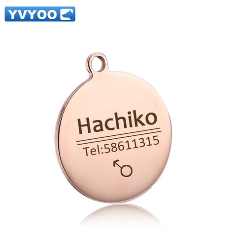 YVYOO Dog collar Stainless steel dog cat tag Free engraving Pet collar accessories ID tag name telephone Pet Supplies AA