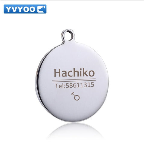 YVYOO Dog collar Stainless steel dog cat tag Free engraving Pet collar accessories ID tag name telephone Pet Supplies AA