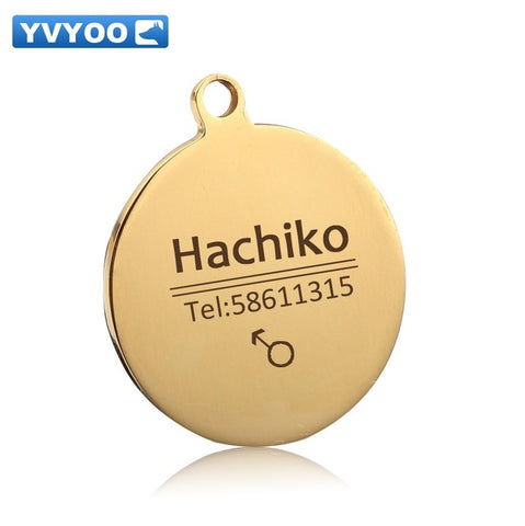 YVYOO Dog collar Stainless steel dog cat tag Free engraving Pet collar accessories ID tag name telephone Pet Supplies AA